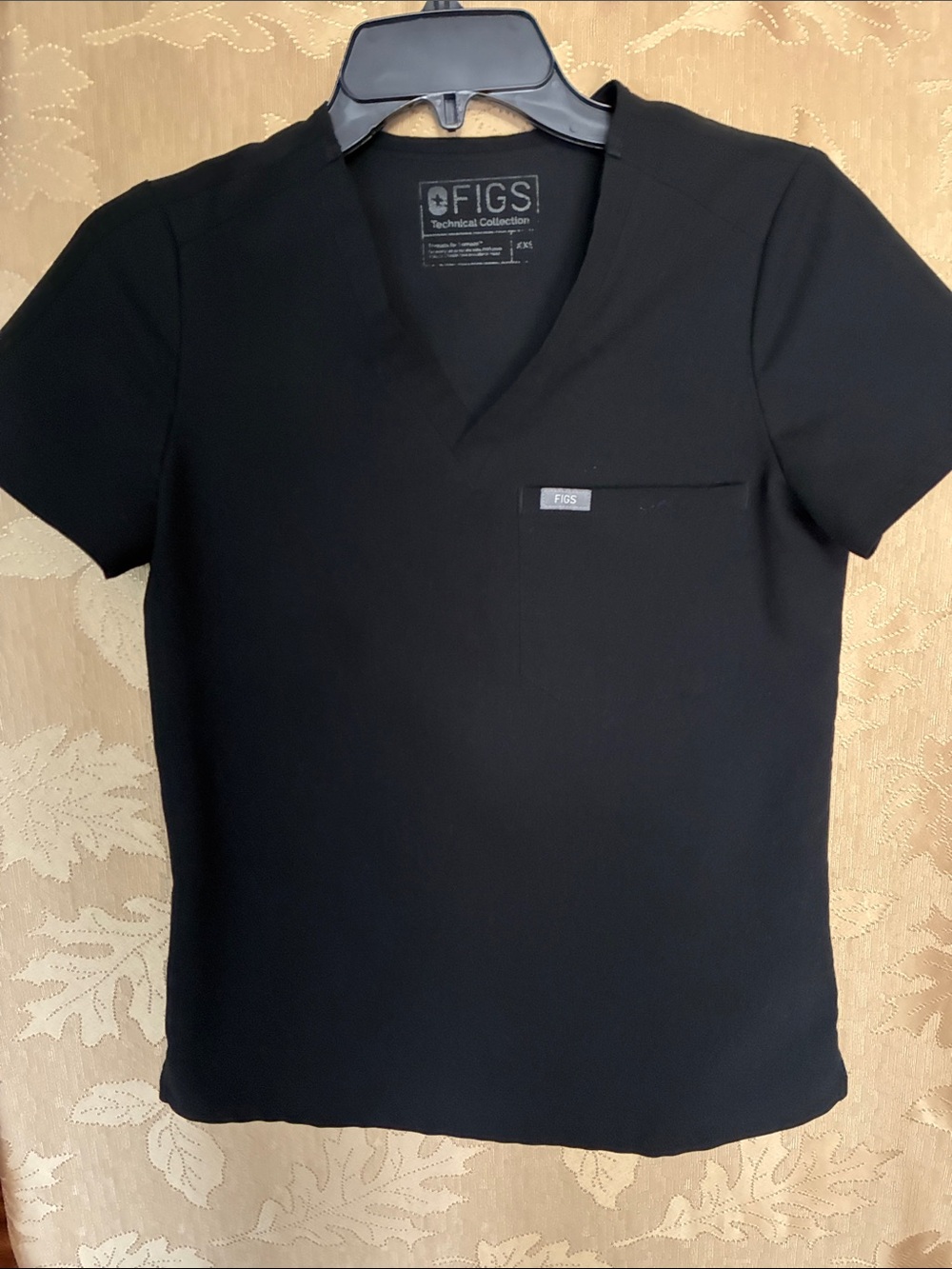 Figs Black V-Neck Short Sleeve Medical Top